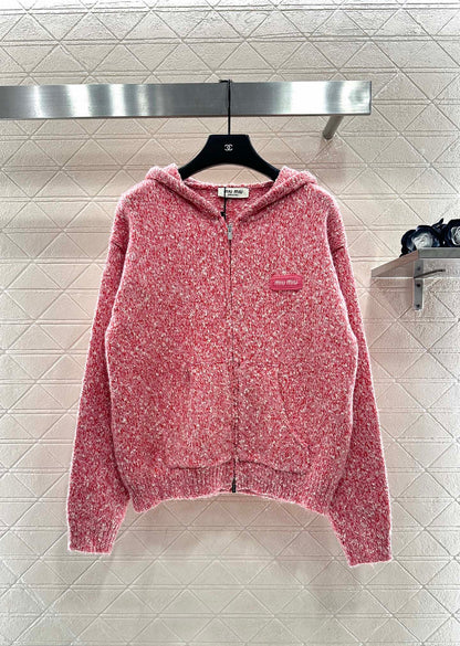 Hooded snowflake colored dot cardigan