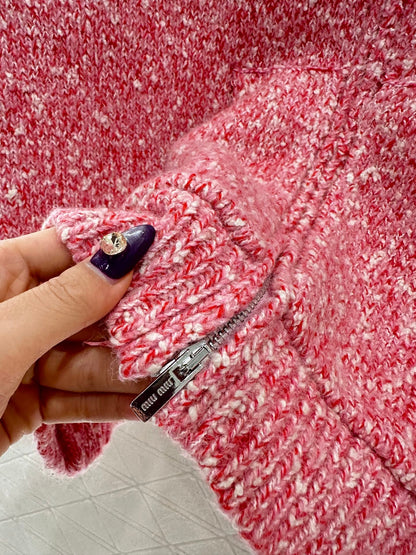 Hooded snowflake colored dot cardigan