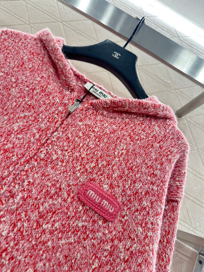 Hooded snowflake colored dot cardigan