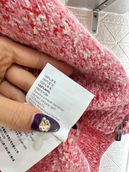 Hooded snowflake colored dot cardigan