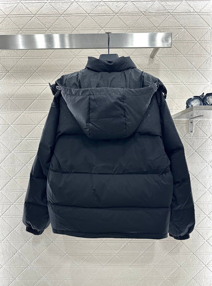 Detachable hooded jacquard down jacket