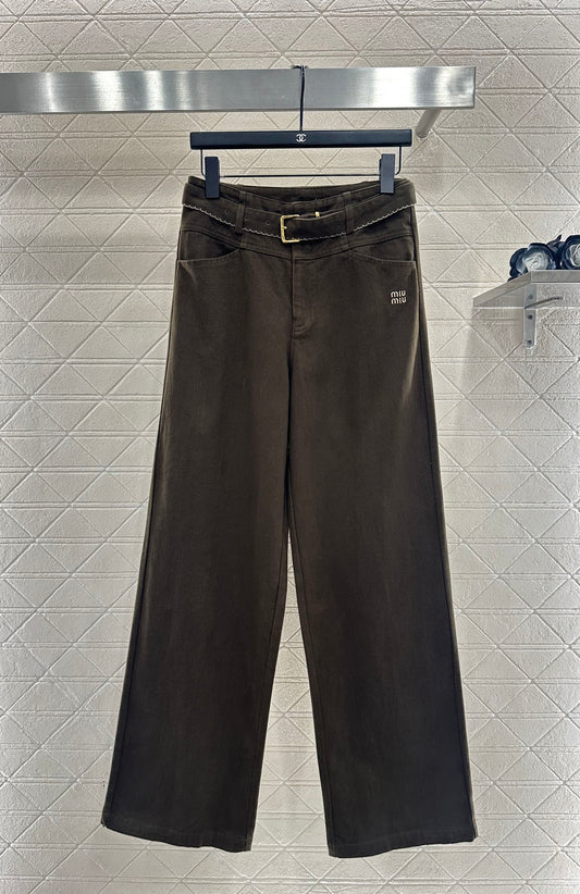 Velvet logo waistband wide leg pants