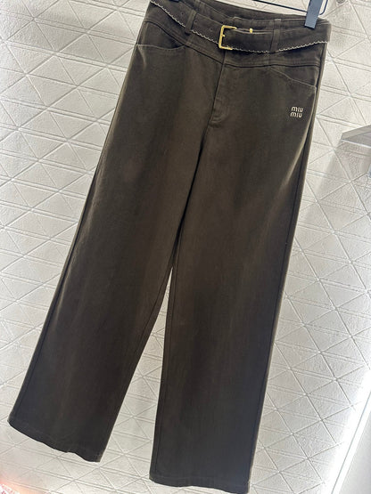 Velvet logo waistband wide leg pants