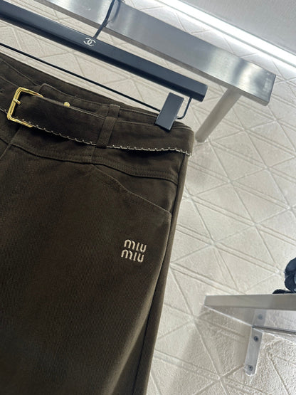 Velvet logo waistband wide leg pants