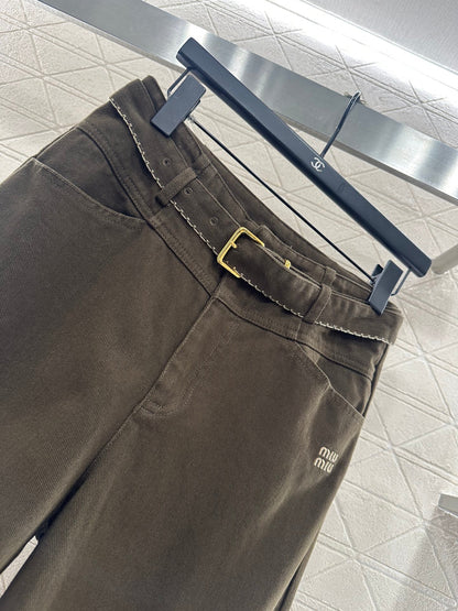 Velvet logo waistband wide leg pants