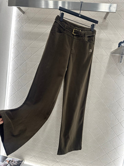 Velvet logo waistband wide leg pants