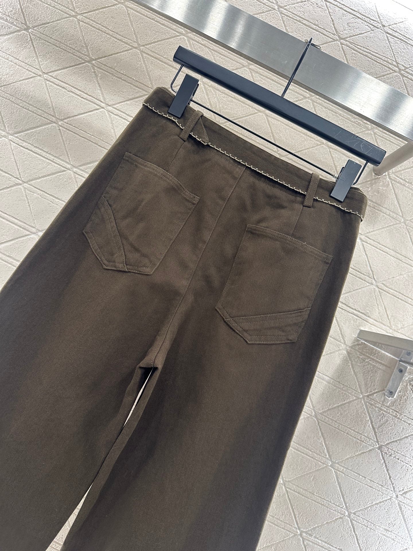 Velvet logo waistband wide leg pants