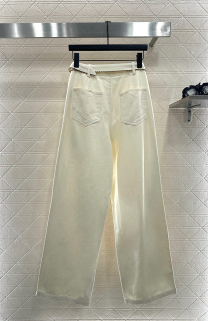 Velvet logo waistband wide leg pants