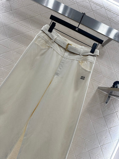 Velvet logo waistband wide leg pants