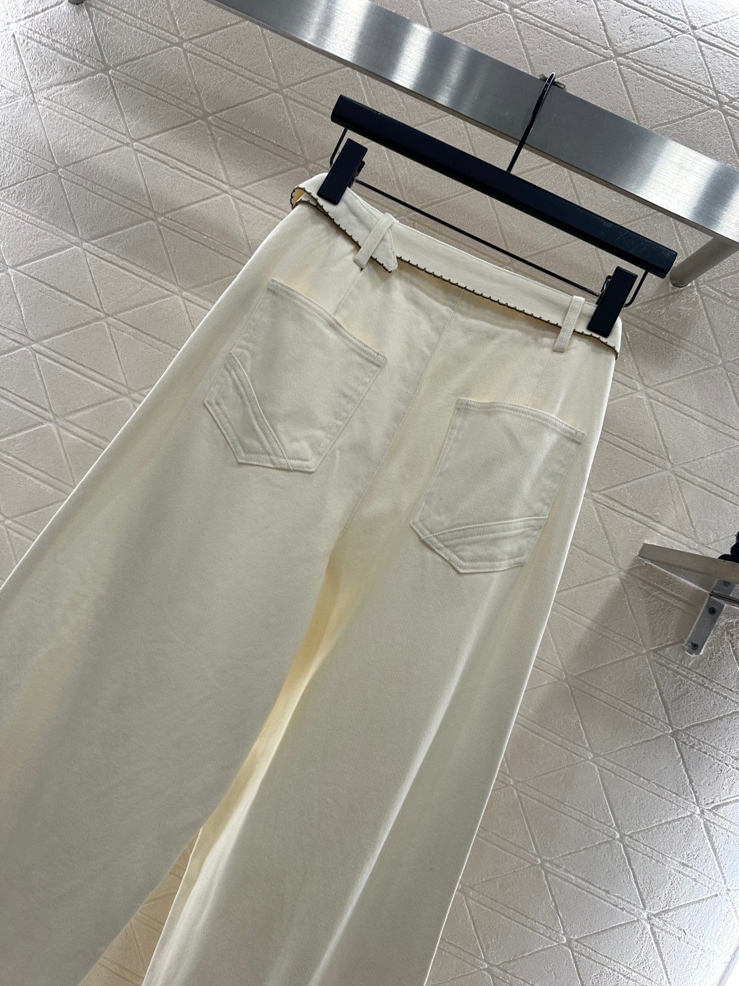 Velvet logo waistband wide leg pants