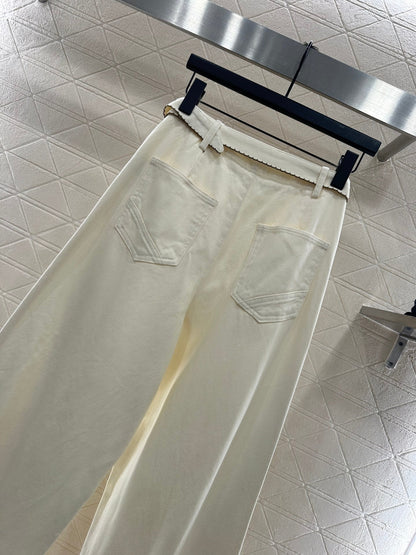 Velvet logo waistband wide leg pants