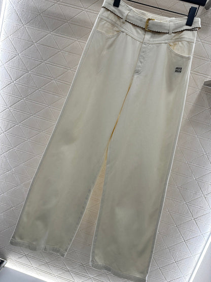 Velvet logo waistband wide leg pants