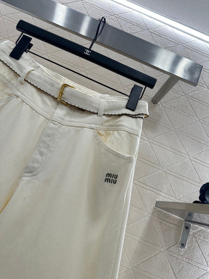 Velvet logo waistband wide leg pants