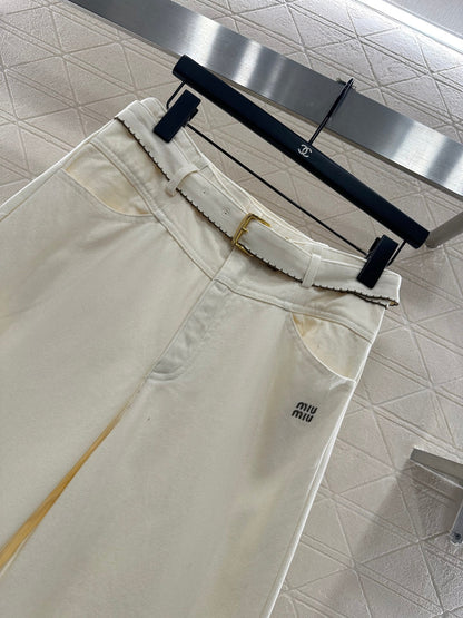 Velvet logo waistband wide leg pants