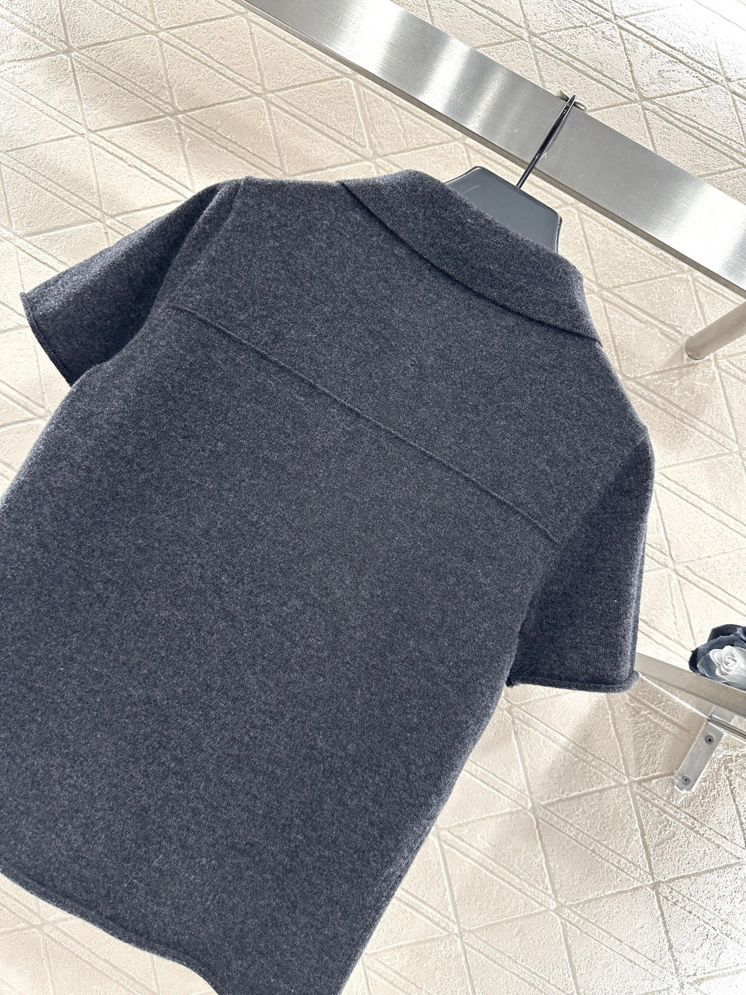 Collared Knit Short-Sleeve Sweater