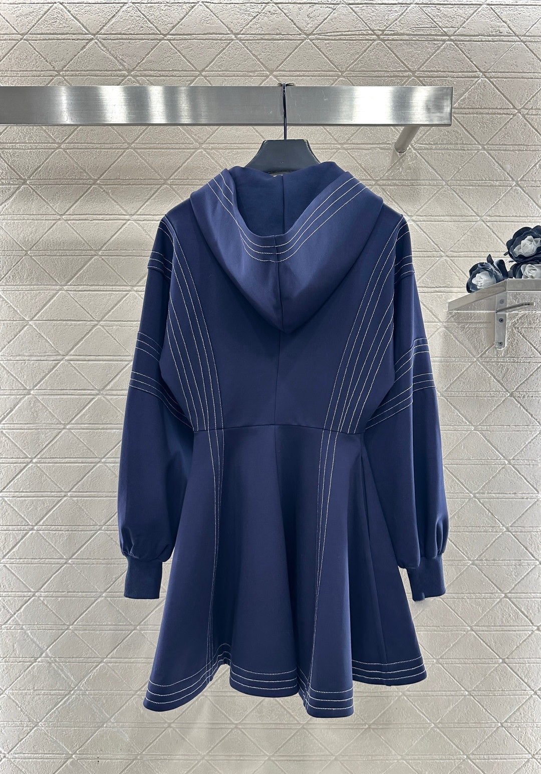 Hooded Zippered Stitched Dress