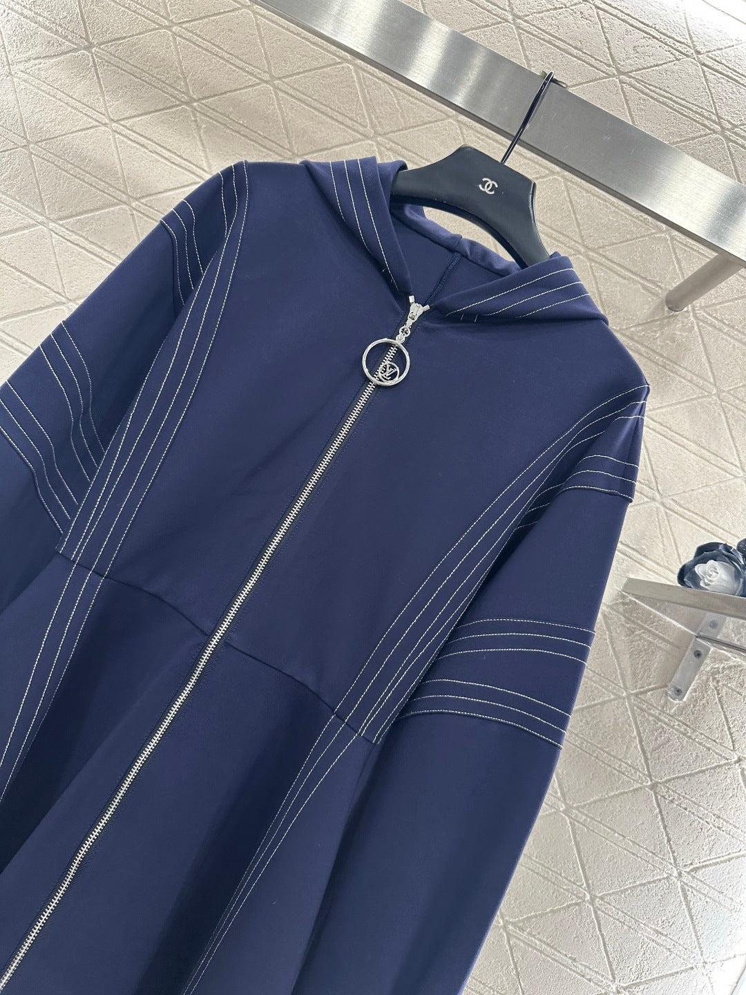 Hooded Zippered Stitched Dress