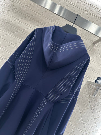 Hooded Zippered Stitched Dress