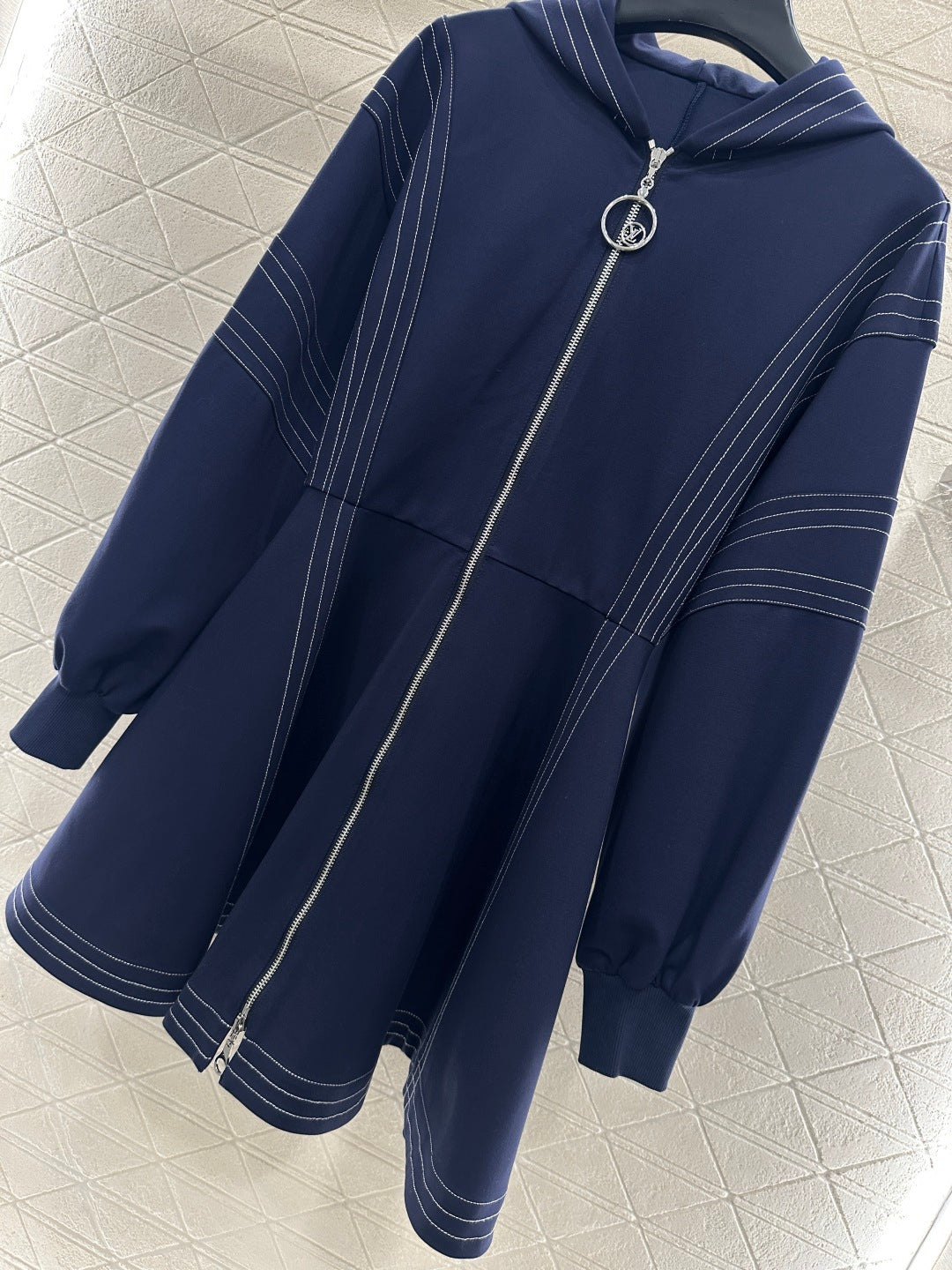 Hooded Zippered Stitched Dress