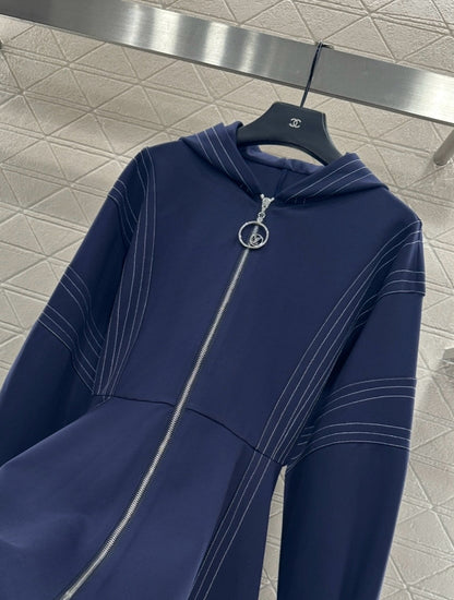 Hooded Zippered Stitched Dress