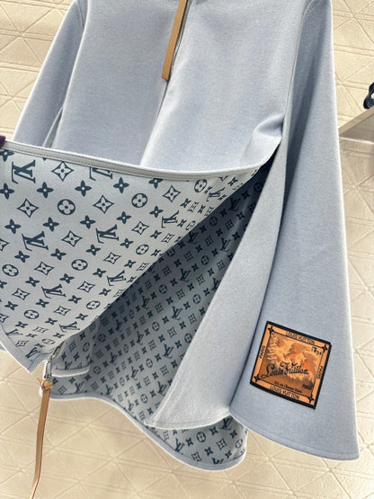 Hooded Knitted Patchwork Cape Coat