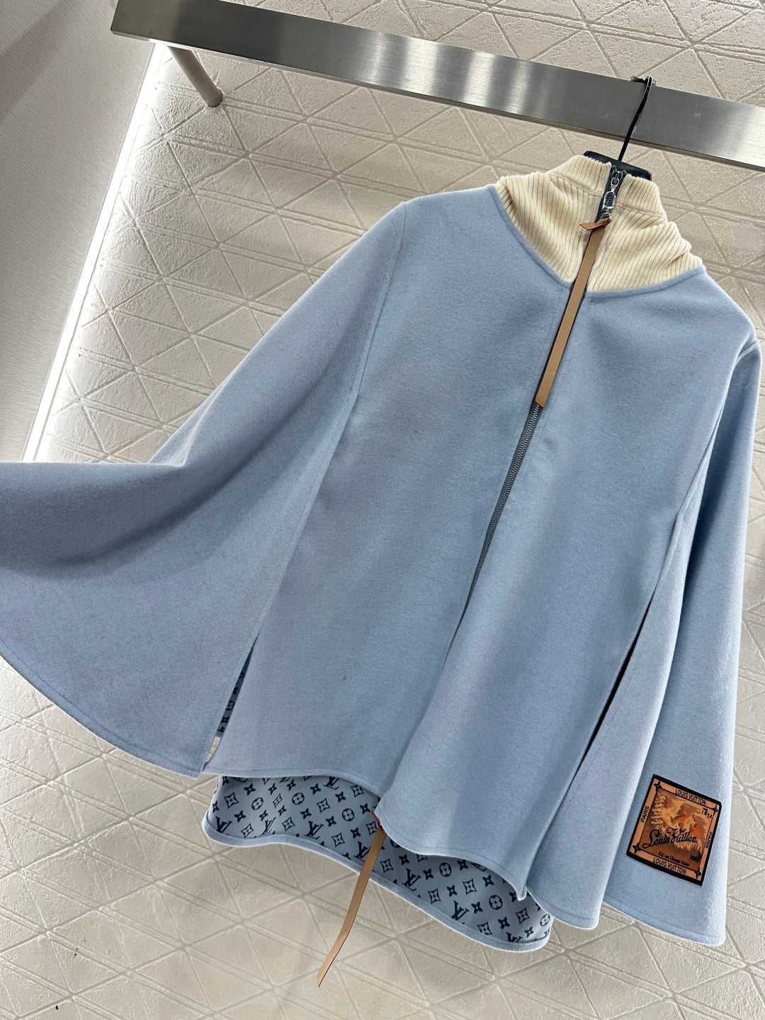 Hooded Knitted Patchwork Cape Coat