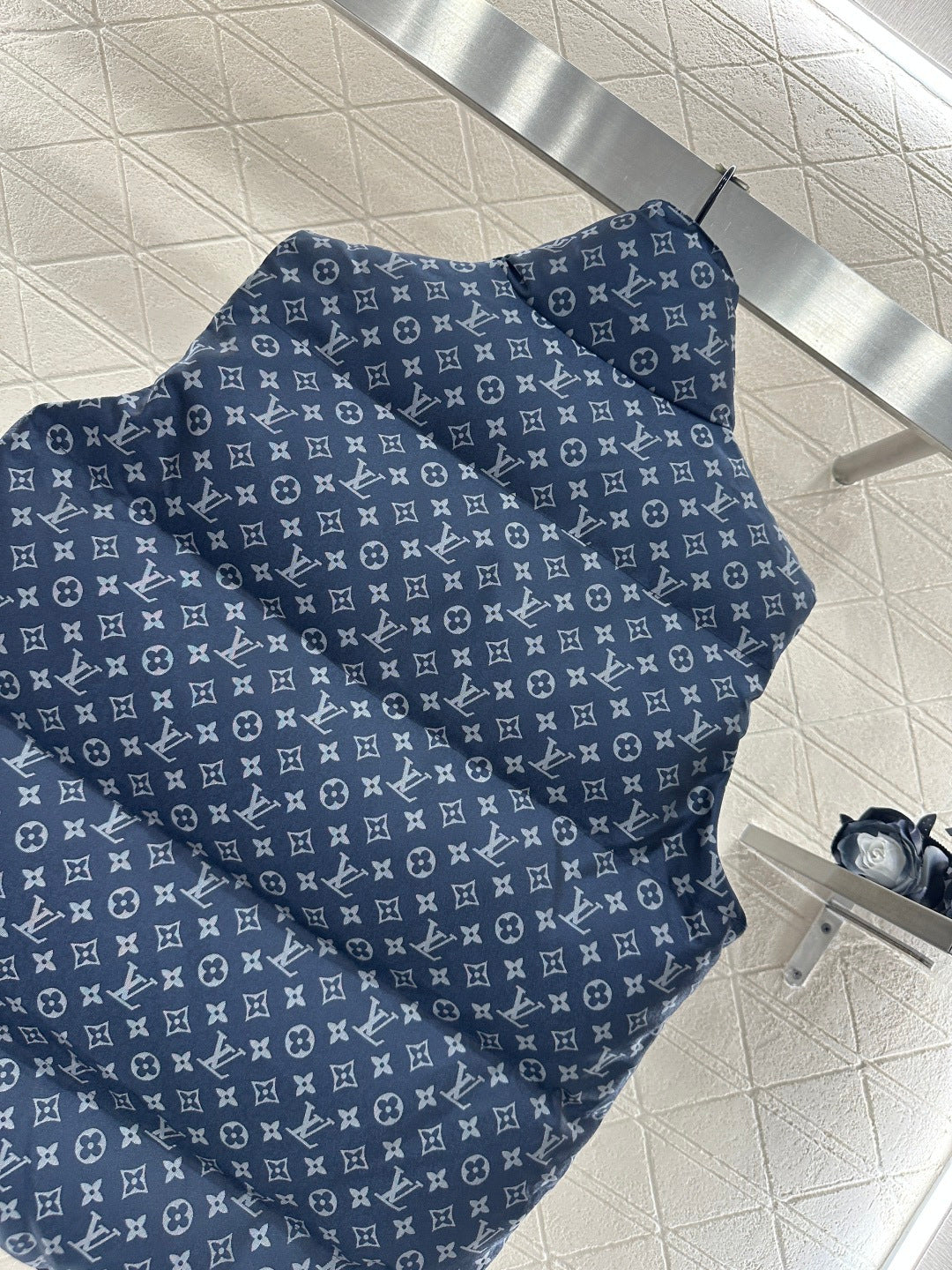 Stand Collar Jacquard Down Vest