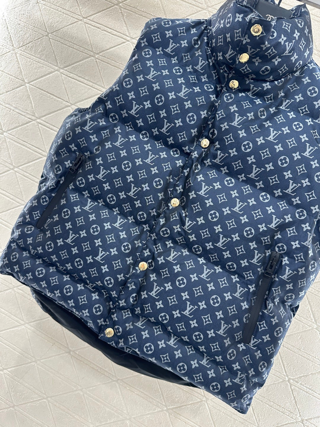 Stand Collar Jacquard Down Vest