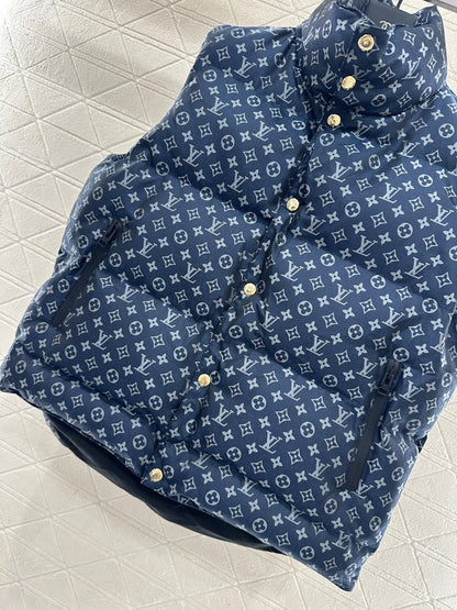 Stand Collar Jacquard Down Vest