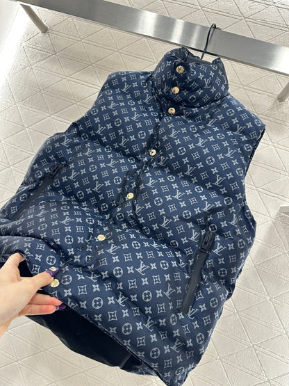 Stand Collar Jacquard Down Vest