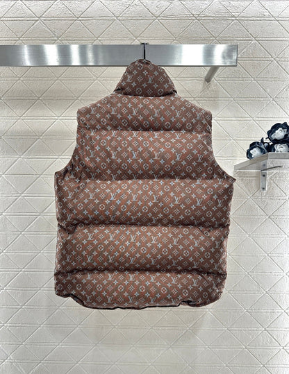 Stand Collar Jacquard Down Vest