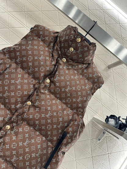 Stand Collar Jacquard Down Vest