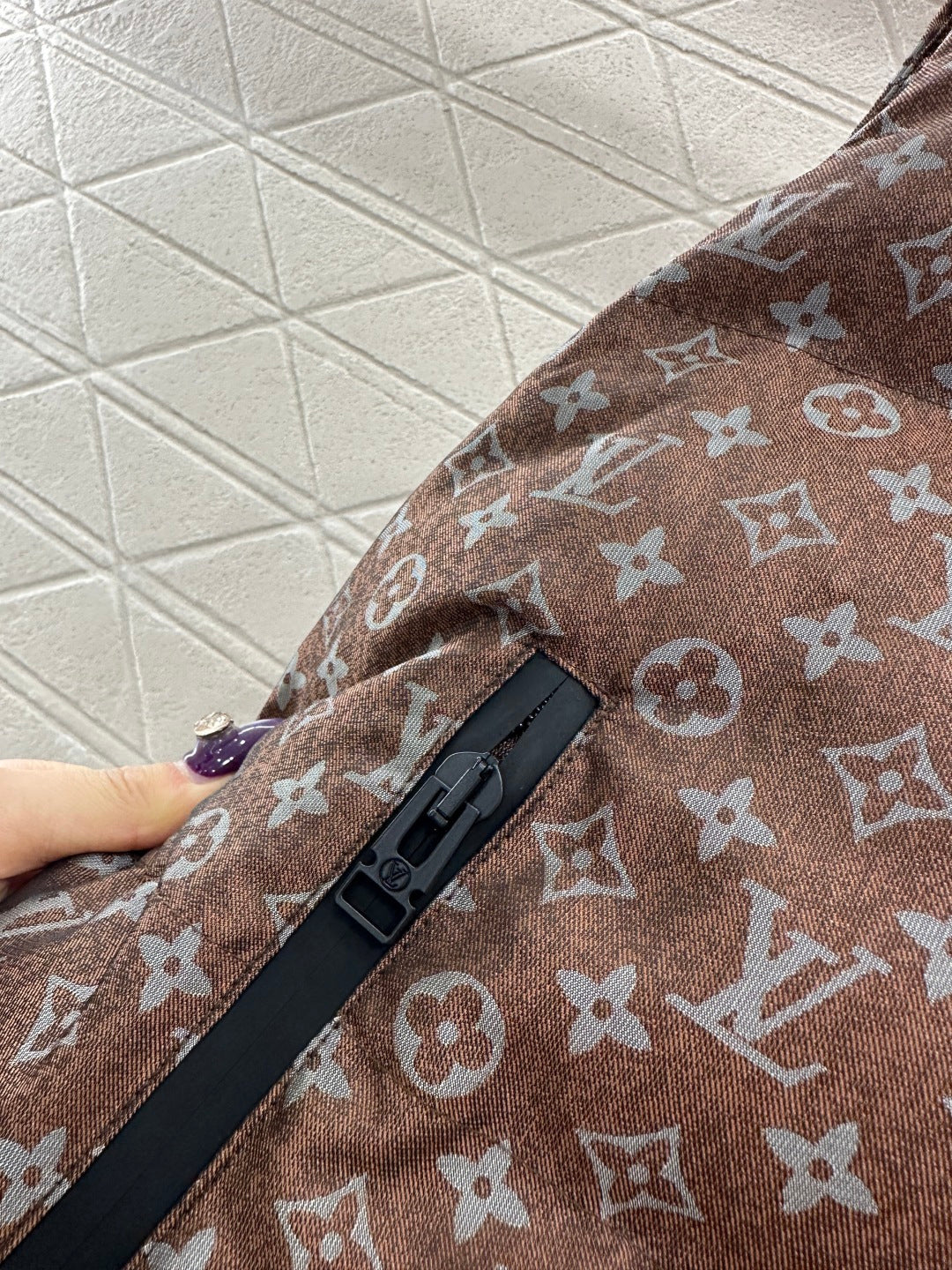 Stand Collar Jacquard Down Vest