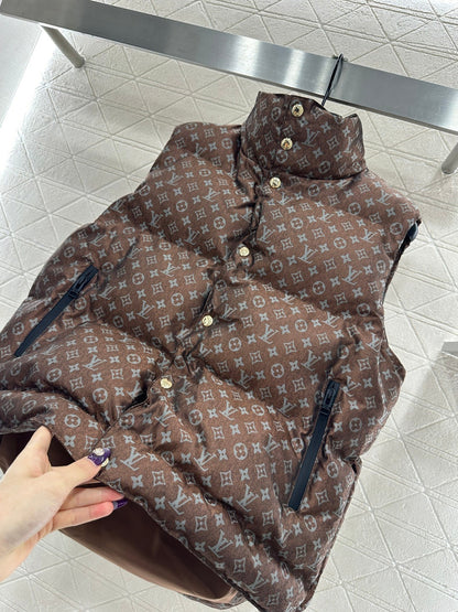 Stand Collar Jacquard Down Vest