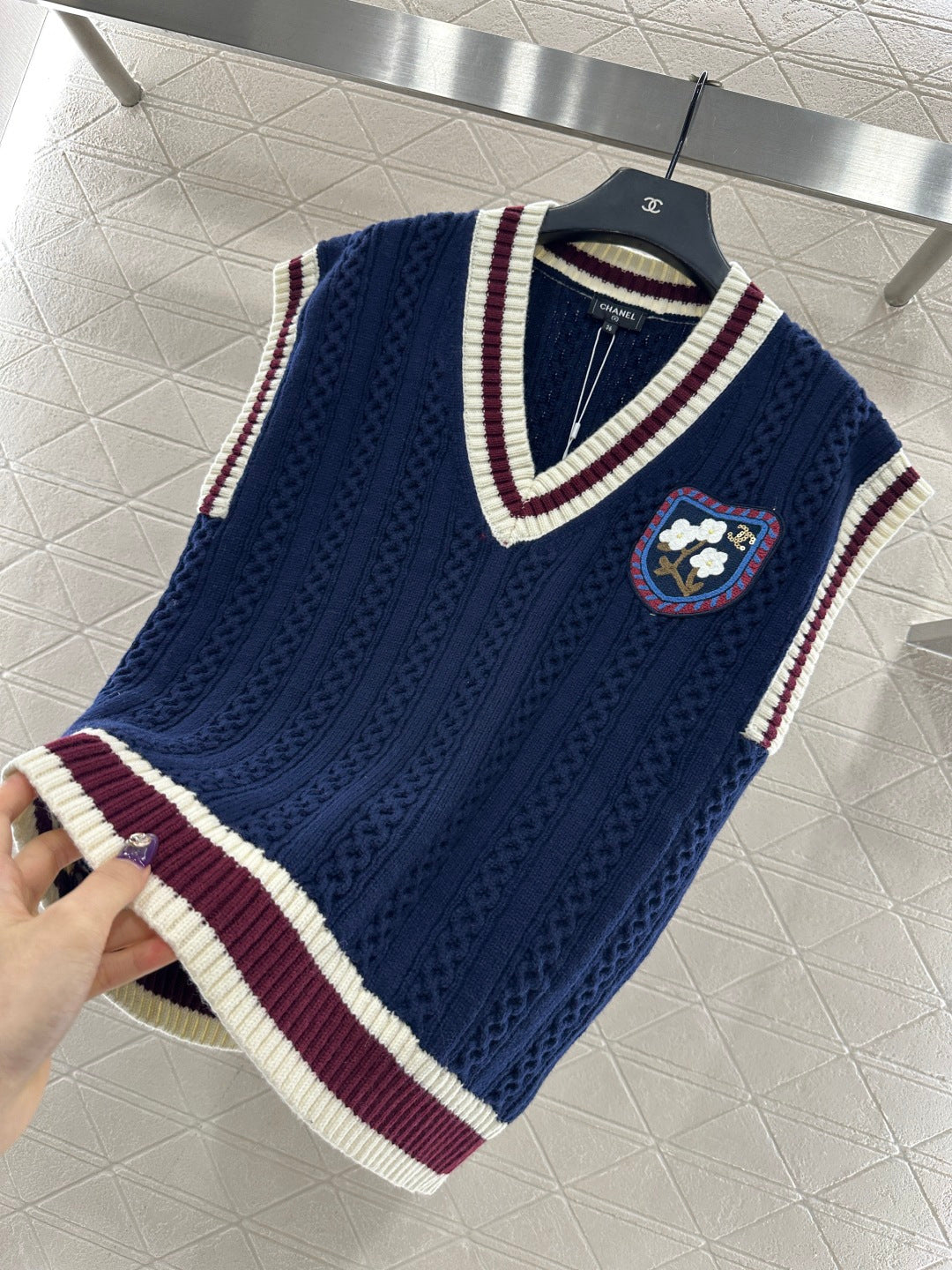 Embroidered Badge Knitted Vest
