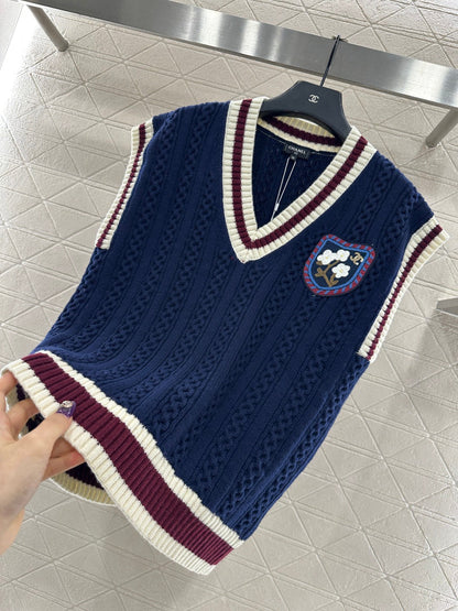 Embroidered Badge Knitted Vest