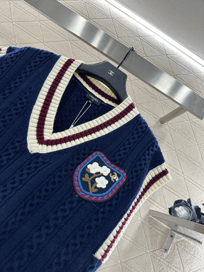 Embroidered Badge Knitted Vest