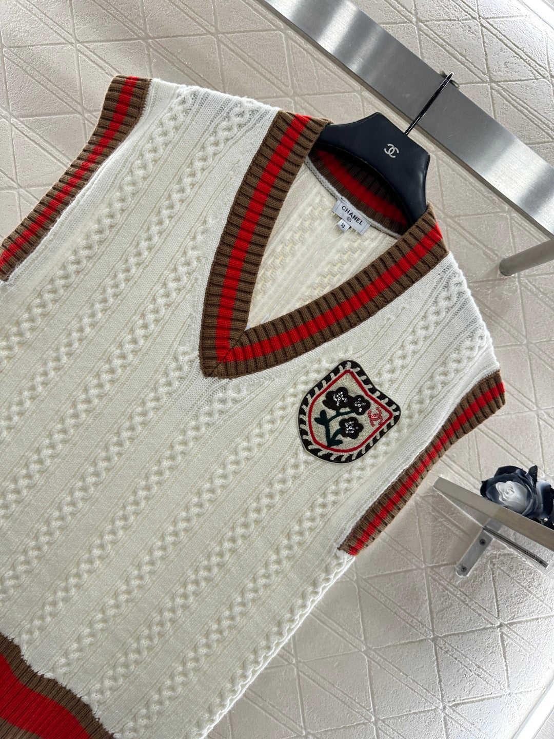 Embroidered Badge Knitted Vest