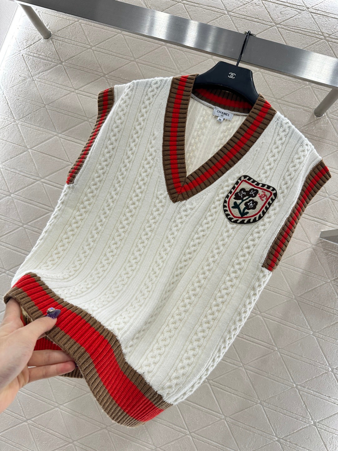 Embroidered Badge Knitted Vest