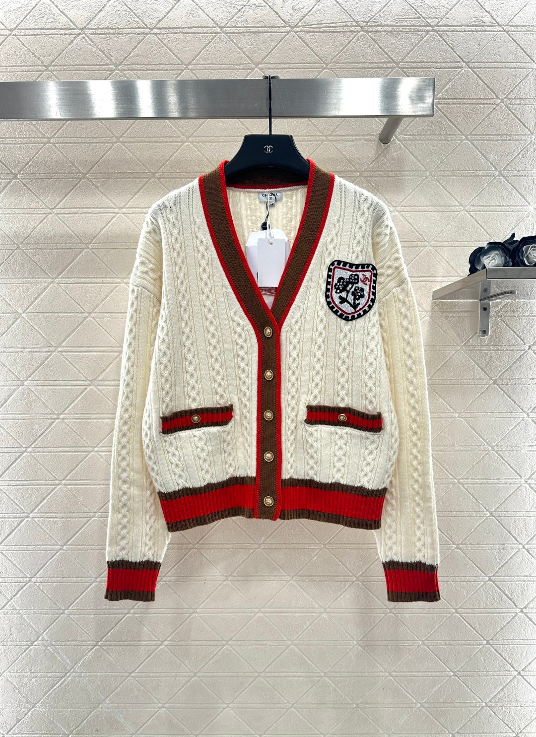 Embroidered Badge Knit Cardigan
