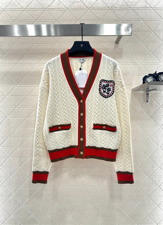 Embroidered Badge Knit Cardigan