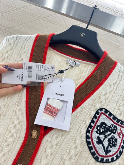 Embroidered Badge Knit Cardigan