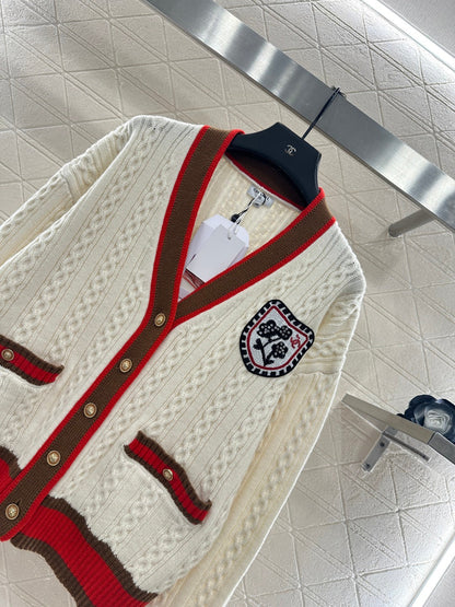Embroidered Badge Knit Cardigan