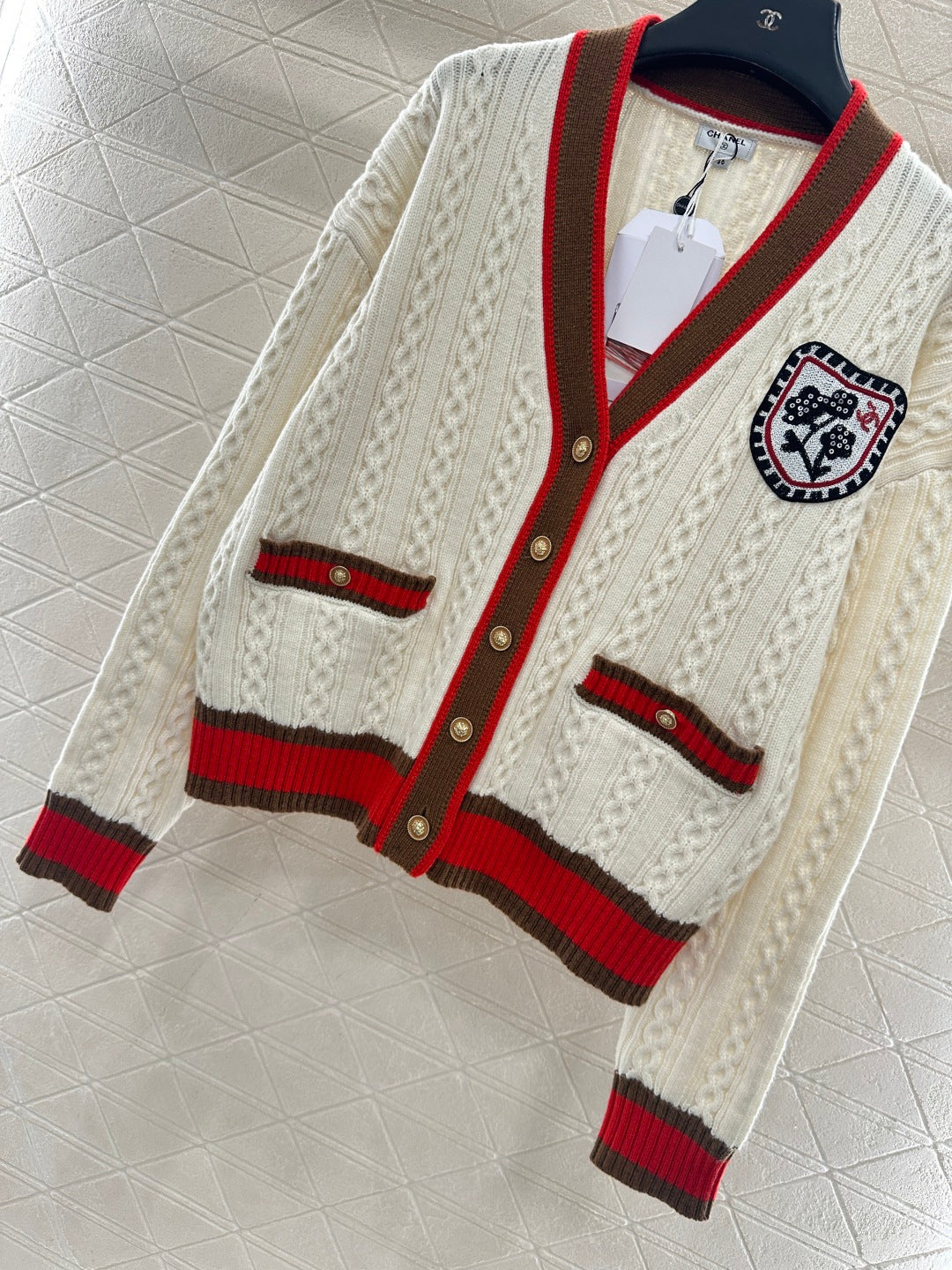 Embroidered Badge Knit Cardigan