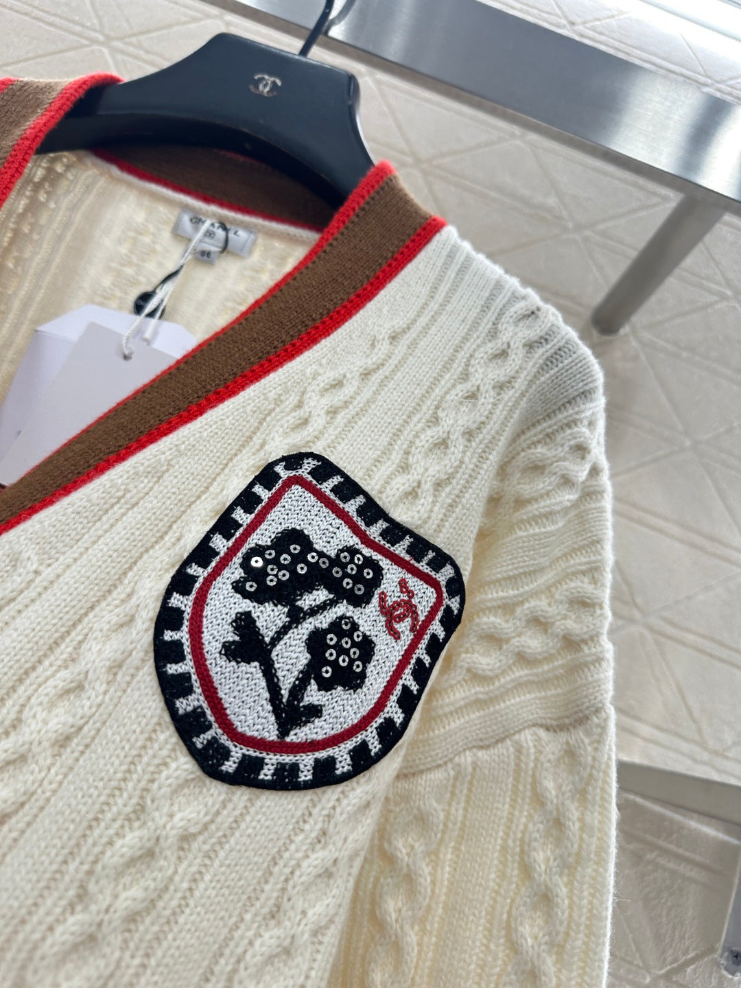 Embroidered Badge Knit Cardigan