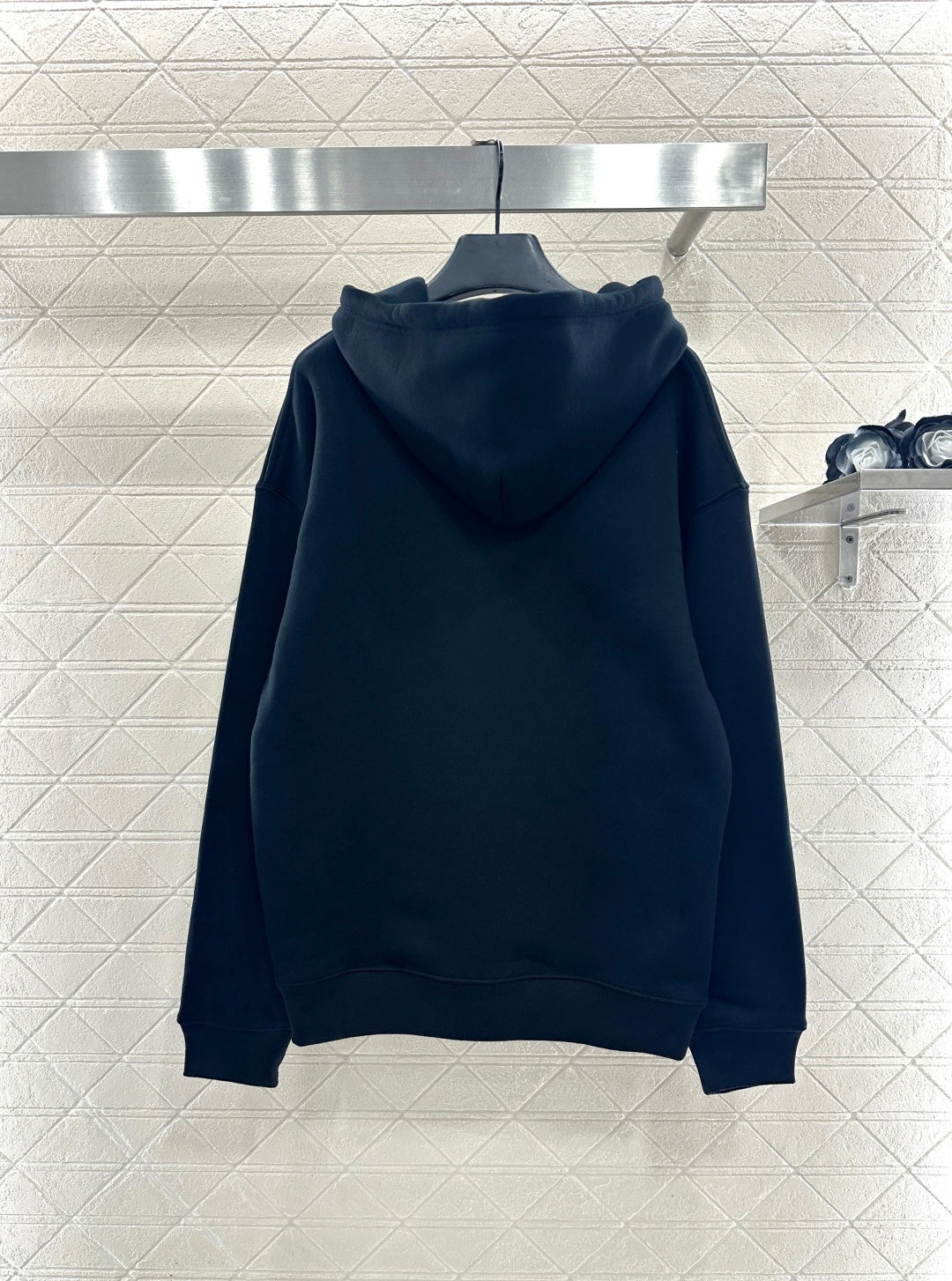 Leather Pocket Drawstring Hooded Sweatshirt