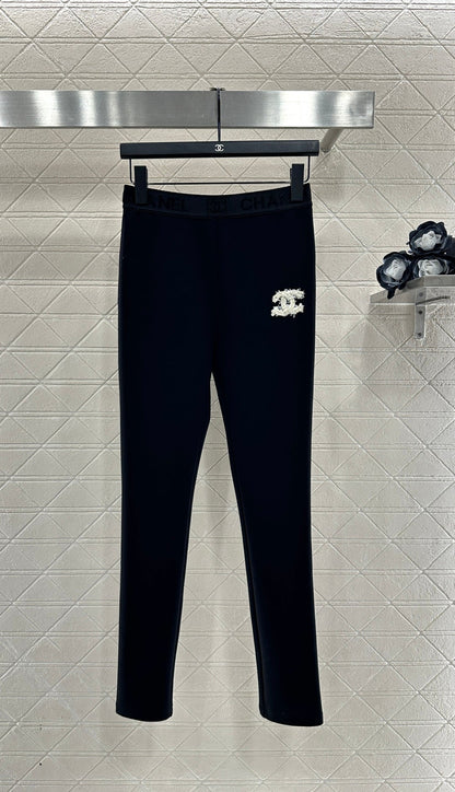 Letter-embellished High-elastic Leggings