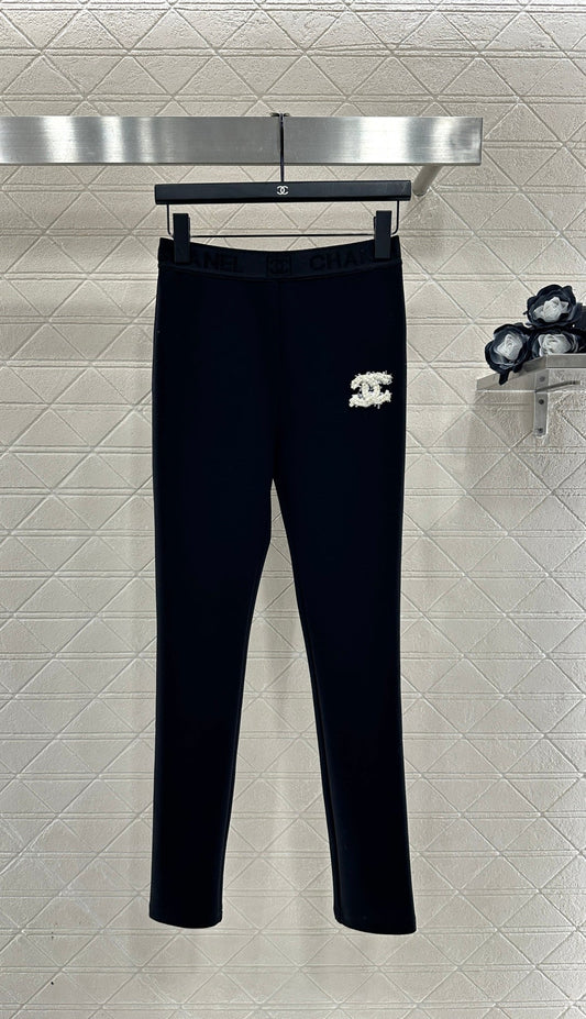 Letter-embellished High-elastic Leggings