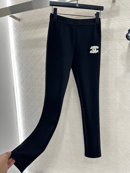 Letter-embellished High-elastic Leggings