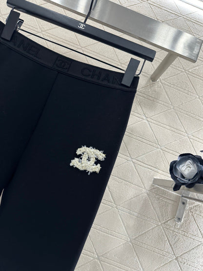 Letter-embellished High-elastic Leggings